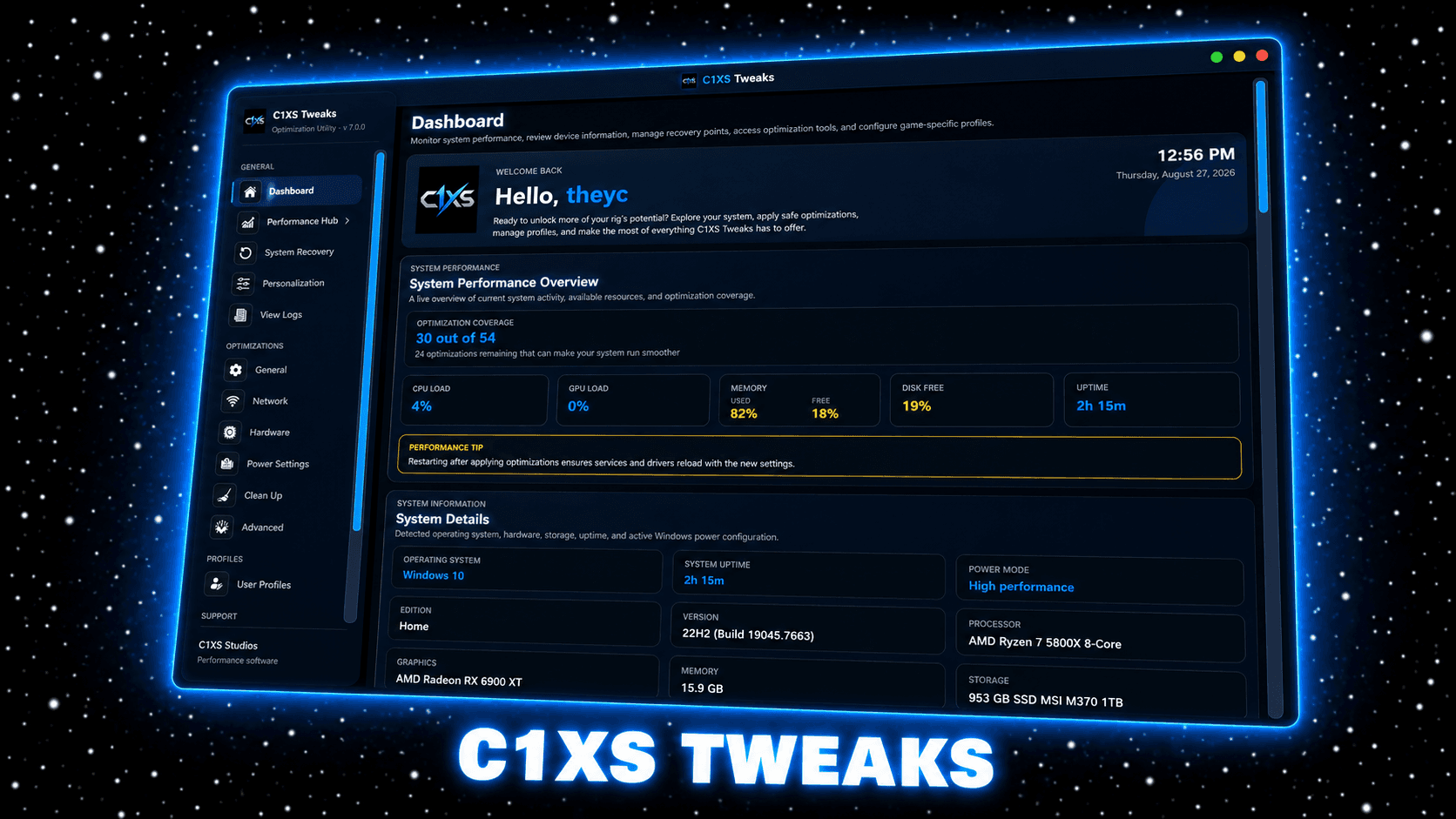 C1XS Tweaks — Ultimate Windows Performance Utility (Lifetime) preview 1